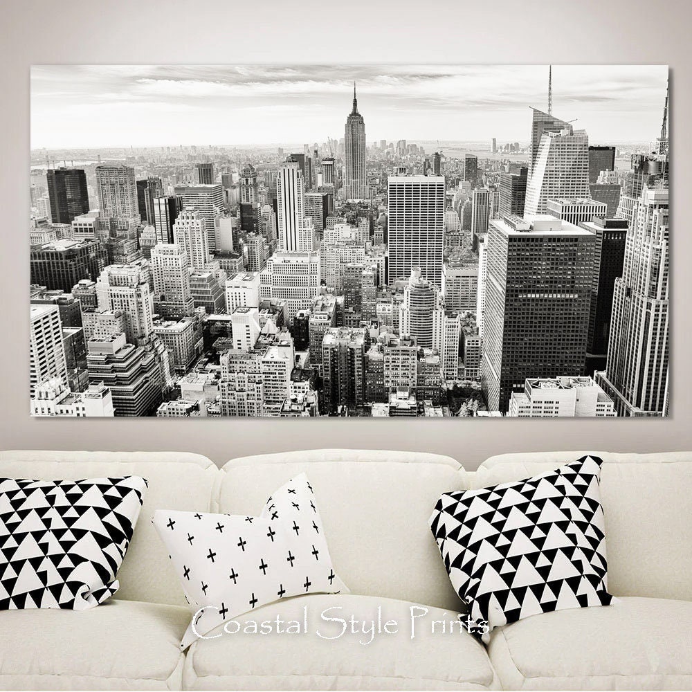 Panorama Wall Art New York Skyline Vintage Photography, Black and White ...