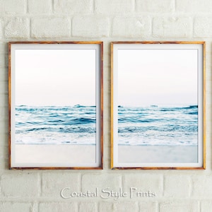 Beach Photography Coastal Print Set of 2 Ocean Print, Ocean Art, Beach Decor,Beach Wall Art,Sea Prints,Modern Wall Art, Printable Home Decor image 1