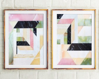 Set Of 2 Abstract Print Set, Blush Pink, Marble Art, Office Art Prints, modern Wall Art, Pink Prints,Contemporary Art, Geometric Wall Decor