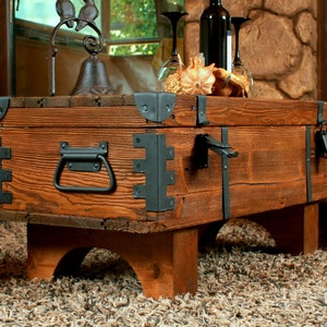 Chest Coffee Table • Wooden Trunk • Rustic End Table With Storage • Solid Wood Furniture For Home and Garden