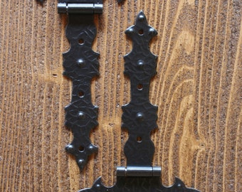 NEW 4 pcs 135mm X 95mm metal hinges black color antique old style castle hinges, medieval hinges