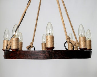 Wine Barrel Ring Chandelier - barrel light fixture - made from new wine barrel rings, pendant light