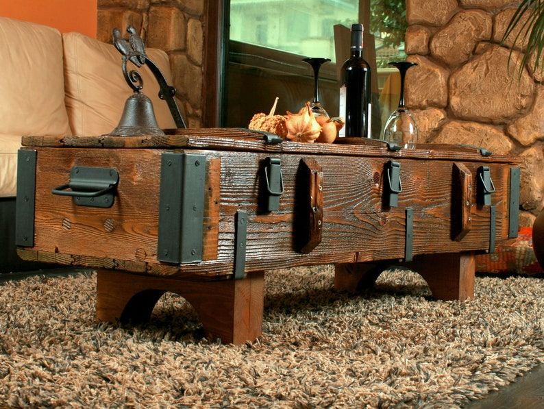 Stylish Coffee Tables: Blending Functionality 7 Wooden Coffee Table • Antique Style End Table Chest • Rustic Table Storage Box • Handmade Farmhouse Furniture