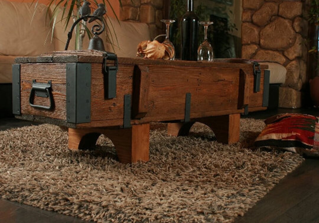 Rustic Table Storage Wooden Rustic Coffee Table Chest Storage Box Unique End Sofa Table ...