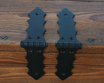 2 pcs 210 mm x 40 mm  Hinges Black Antique Ornate Chest Box Trunk Casket Cabinet Gate Door Hinges Medieval style