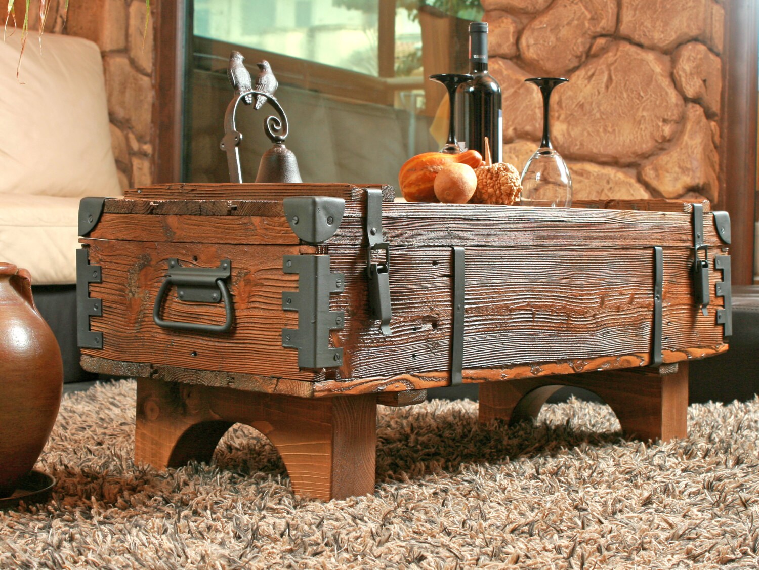 Coffee Table Chest End Table Trunk Chest Storage Box Etsy