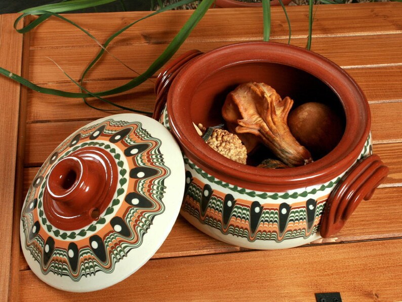 2 Handle New Natural Cooking Earthenware Clay Pots image 2