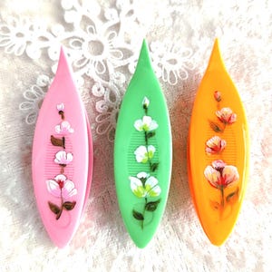 手描きタティングシャトル：樹脂コーティング。花柄レース編みツール（63mm）