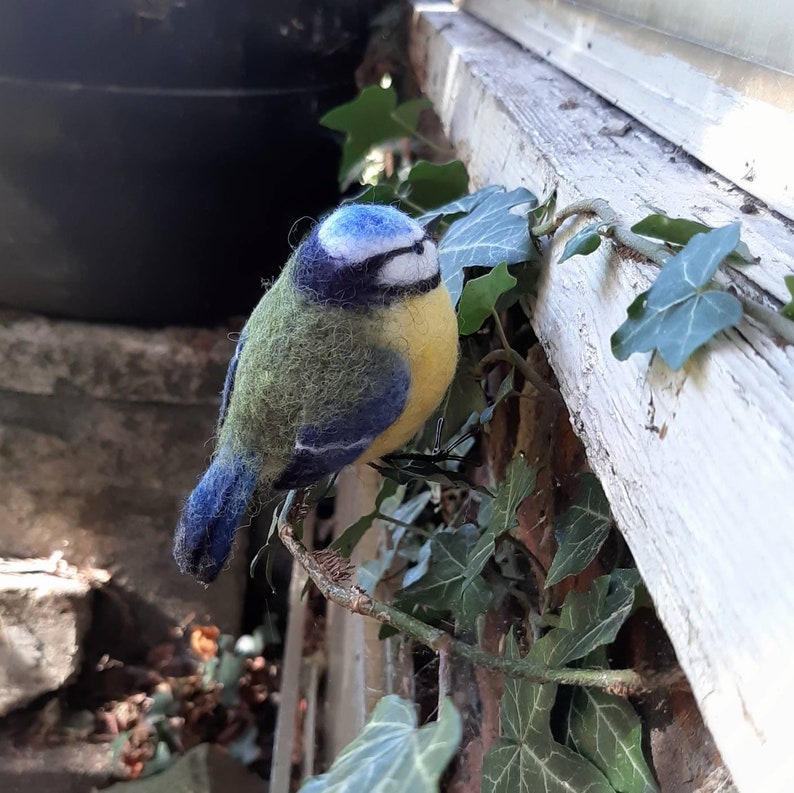 Blue tit Needle felted blue tit gifts for gardener blue tit decoration gifts for bird lovers bird ornament garden bird