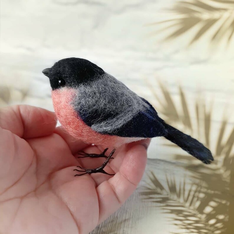 Needle felted bullfinch felt bird gift for bird lover garden Etsy