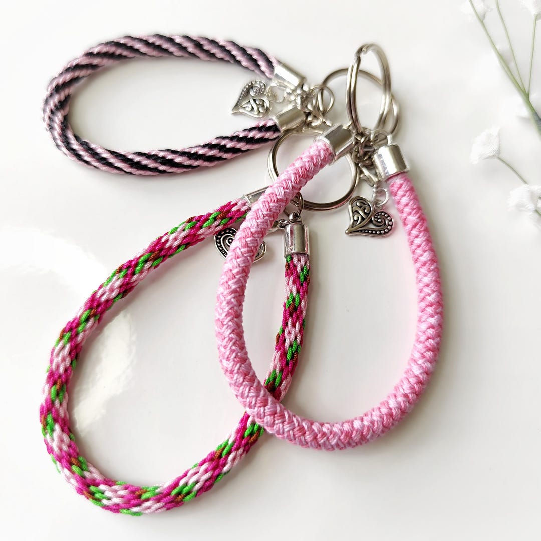 Mini Key Charm Kumihimo Braided Keychain Loop, Mini Key Charm, Decorative Cord ...