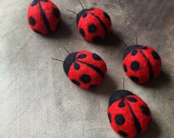 Needle Felted Ladybird Ornament: Ladybird Floral Accessory