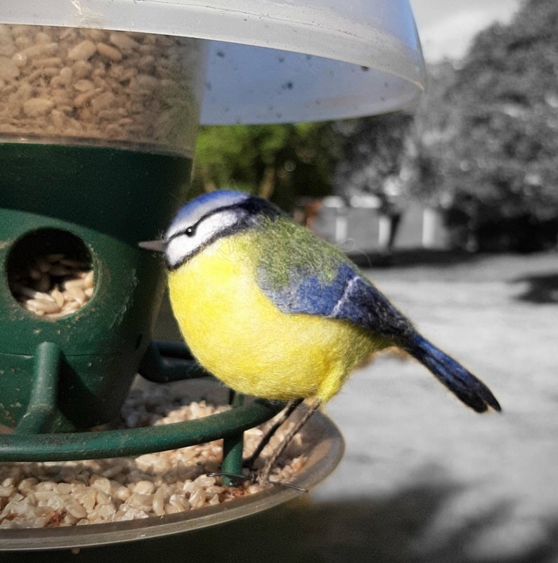 Blue tit Needle felted blue tit gifts for gardener blue tit decoration gifts for bird lovers bird ornament garden bird