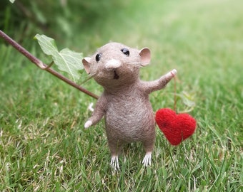 Nadel gefilzte Maus, gefilzte Tier, braune Maus, Filz Mäuse, Nadel gefilzte Maus, Geschenk für Valentinstag, Muttertagsgeschenk, Tierminiaturen