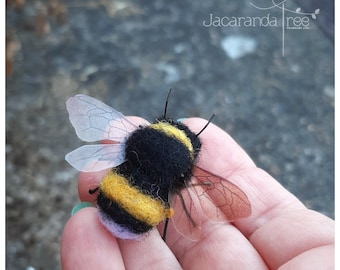 Needle felted bee, bumble bee, gift for gardener,  photo props, flower arranging accessories,  florist, felt bees, gifts for nature lover
