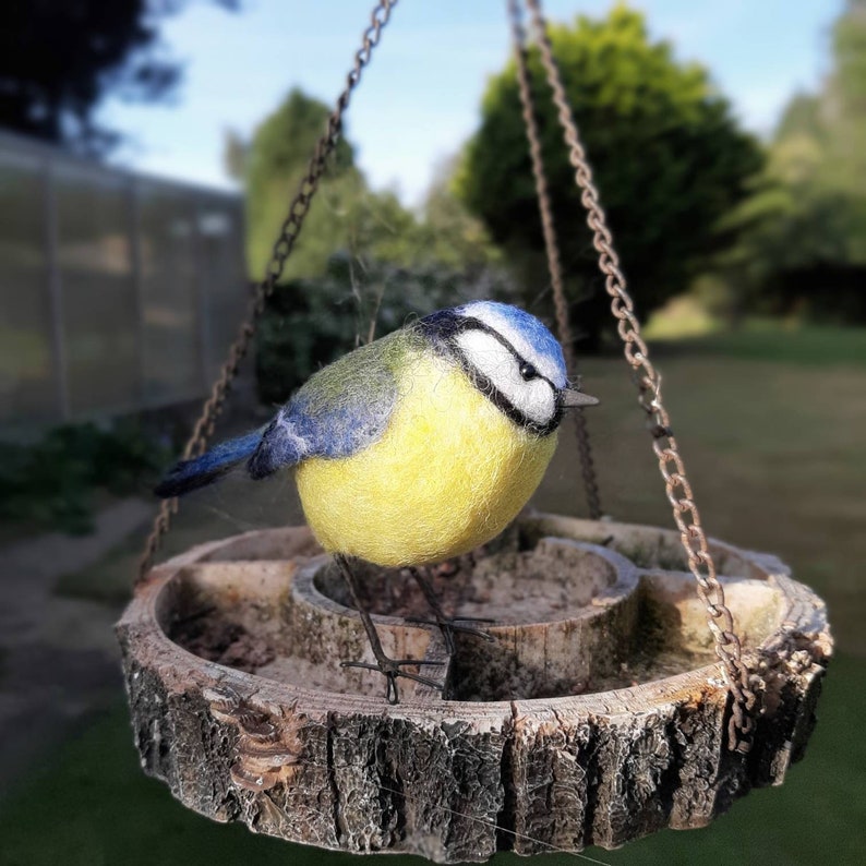 Blue tit Needle felted blue tit gifts for gardener blue tit decoration gifts for bird lovers bird ornament garden bird