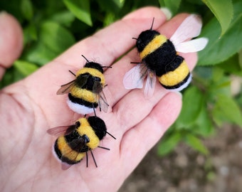 Needle felted bee, bumble bee, gift for gardener,  photo props, flower arranging accessories,  florist, felt bees, gifts for nature lover