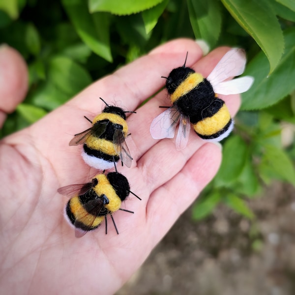 Needle felted bee, bumble bee, gift for gardener,  photo props, flower arranging accessories,  florist, felt bees, gifts for nature lover