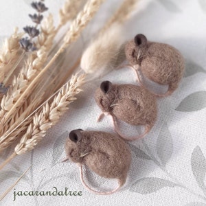 Needle Felted Sleeping Mouse: Miniature Wool Animal