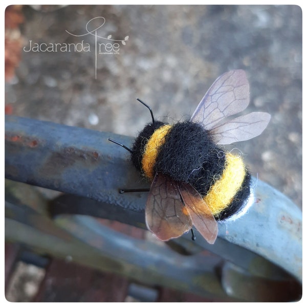 Needle felted bee, bumble bee, gift for gardener,  photo props, flower arranging accessories,  florist, felt bees, gifts for nature lover