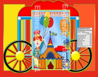 Ready to print or print and ship circus theme chip bags