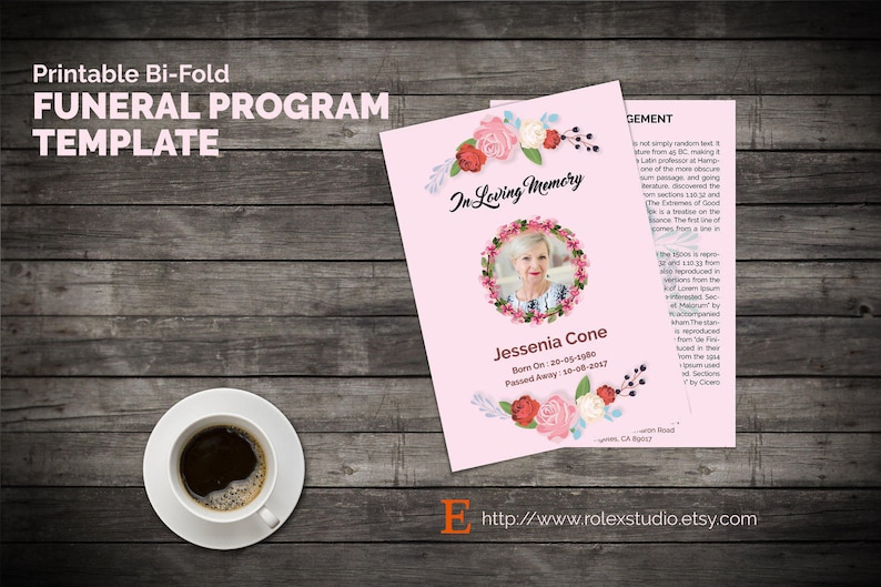 Printable Bi-fold Funeral Program Template Obituary Template - Etsy