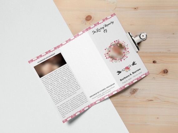 printable elegent trifold funeral program template funeral etsy