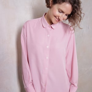 Light pink romantic vintage blouse | embroidered blouse | soft silky blouse | 80s blouse | light blouse | minimalist blouse | boho blouse