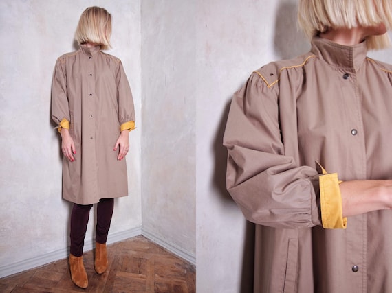 Long vintage coat | 80s coat | beige coat | women