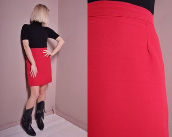 Red vintage skirt | pencil skirt | high waist skirt | mini skirt | women skirt | retro skirt | 80s skirt | size S skirt