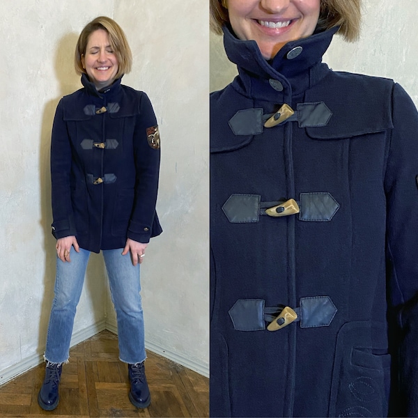 Veste en laine bleu foncé | veste de style scolaire | Duffle-coat | Manteau d’hiver printemps | Un manteau court ligne | Manteau Tom Tailor | Manteau anglais |