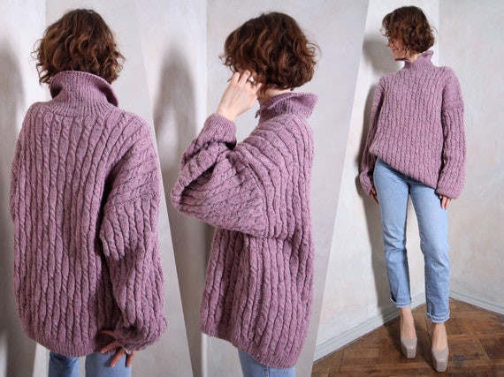 Chunky pink vintage sweater | oversize sweater | r
