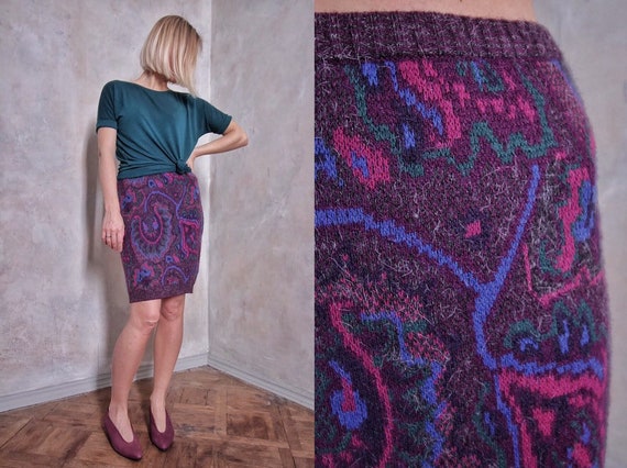 Floral vintage skirt | retro skirt | warm pencil skirt | winter skirt | comfortable skirt | women skirt | modern vintage |