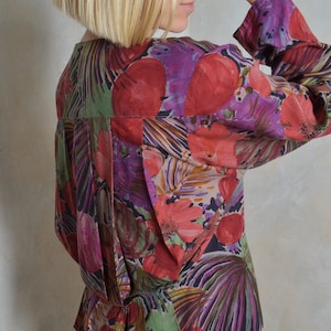 Floral 80s vintage blouse | light blouse | autumn blouse | retro blouse | pleated blouse | boho blouse | feminine blouse | hippie blouse