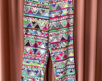 Colorful mens 70s retro pants | geometric pattern pants | bold fun festival pants | party pants | printed abstract pants |