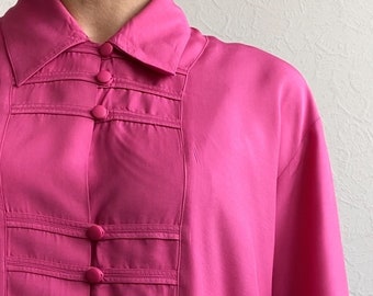 Oversize pink vintage blouse | viscose blouse | upcycled blouse | loose 80s blouse | elegant light blouse | bright spring top