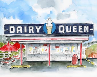Iowa City Landmark signed print, Ice Cream, Iowa State University