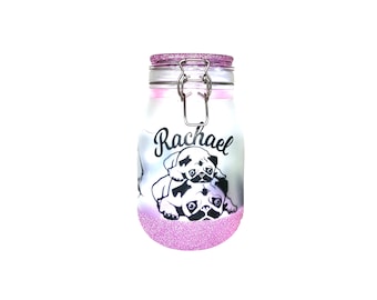 Large Personalised Pug Night Light Jar, Pug Memorial, Pug Lovers Gift