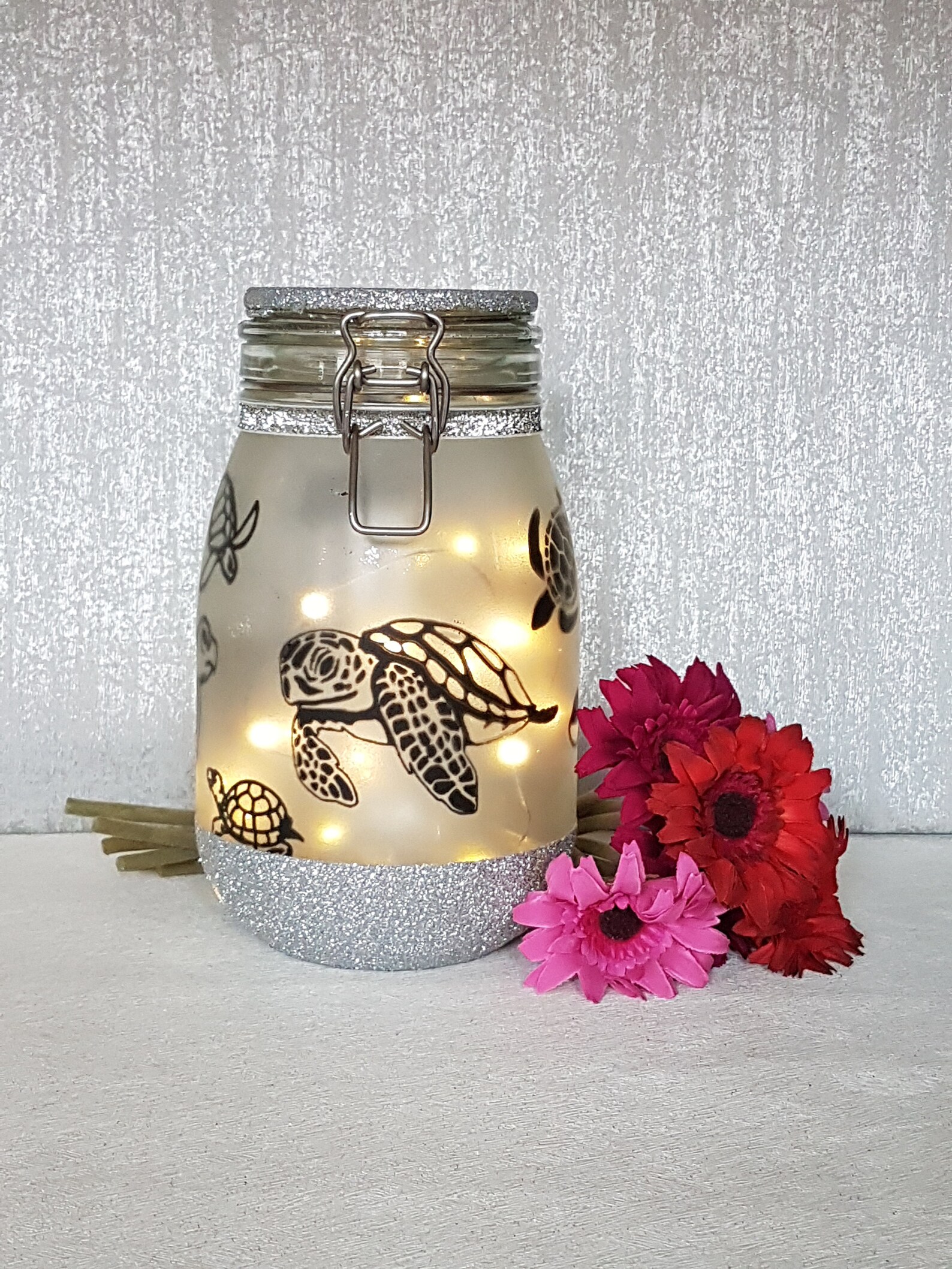 Sea Turtle Night Light Turtle Lamp Large Fairy Light up Jar Etsy