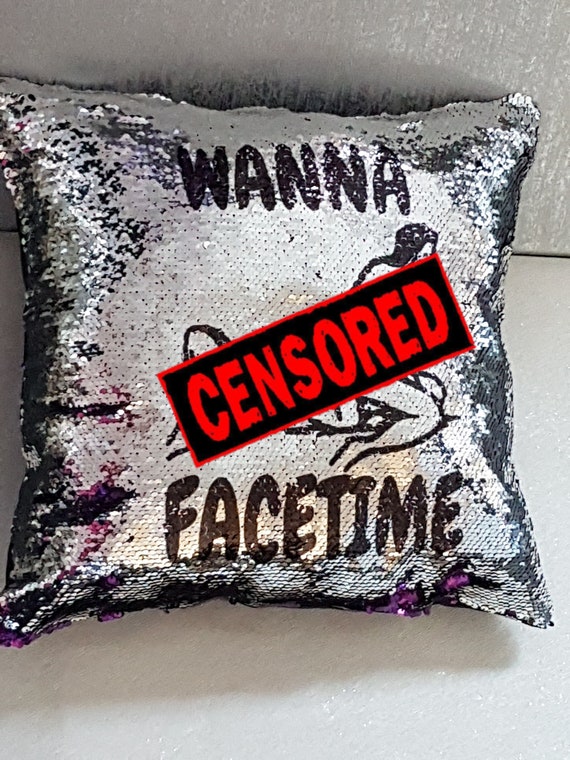 hidden message sequin cushion