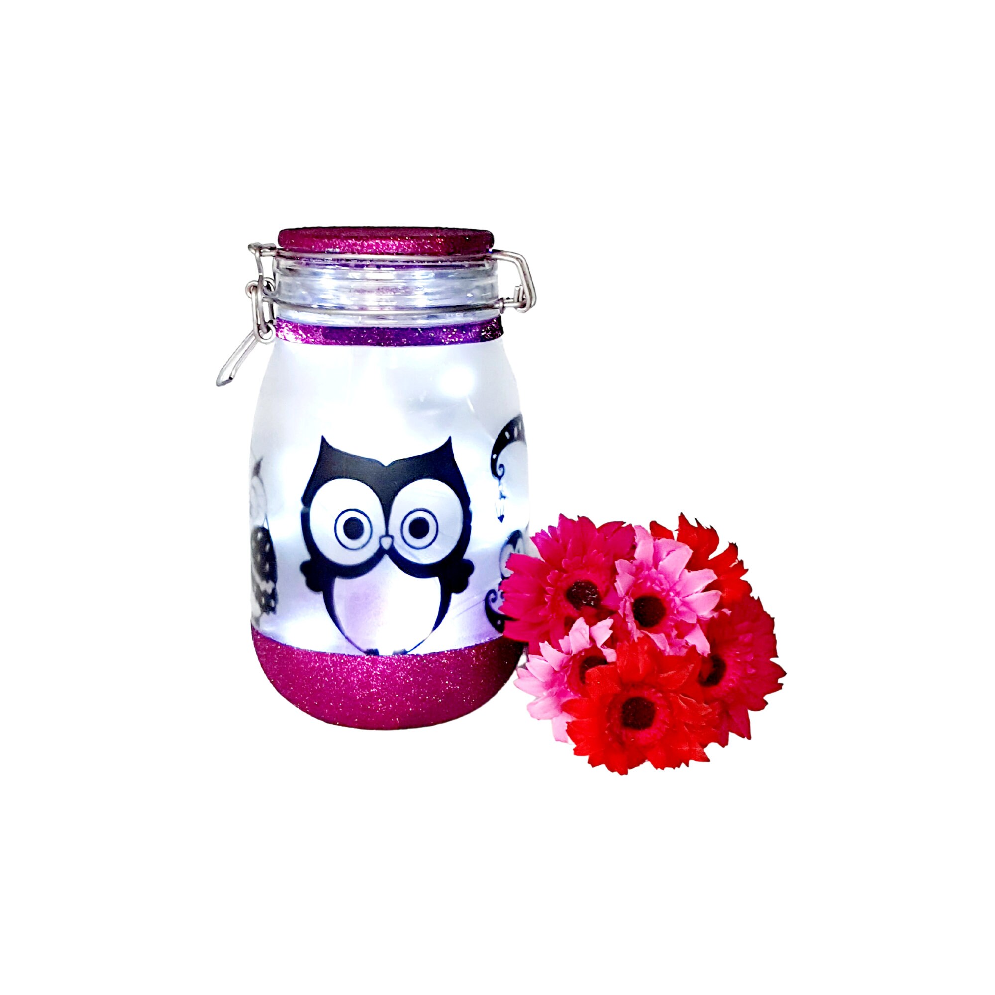 Owl Night Light, Fairy Light up Jar, Owl Lamp, Owl Gift, Owl Light, Owl Nursery Decor, Owl Decor