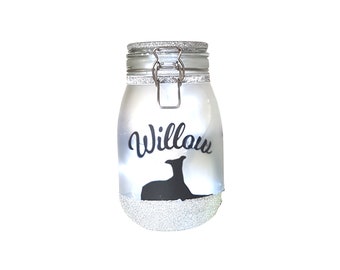 Large Personalised Greyhound Night Light Jar, Greyhound Gifts