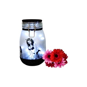 Boudoir Night Light Jar, Burlesque Lamp, Boudoir Lamp, Boudoir Decor, Pinup Girl Decor,Burlesque Decor, Showgirl Decor, Pinup Decal