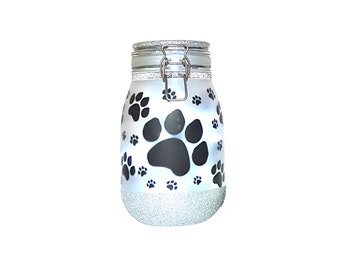 Paw Print Night Light,Fairy Light Up Jar, Paw Decor, Paw Print Gift, Dog Memorial Gift, Pet Memorial Lantern, Dog Gift, Paw Print Decal