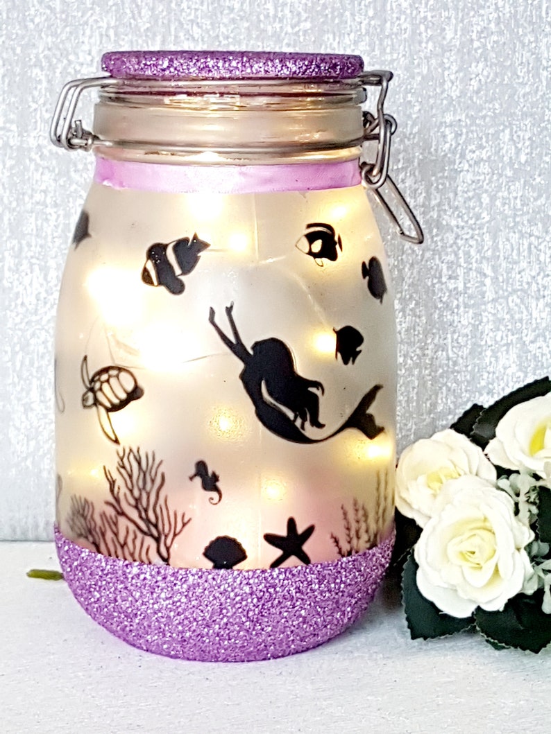 Mystical Mermaid Light Jar Oceanic Illumination with Dolphins Mermaid Lamp image 7