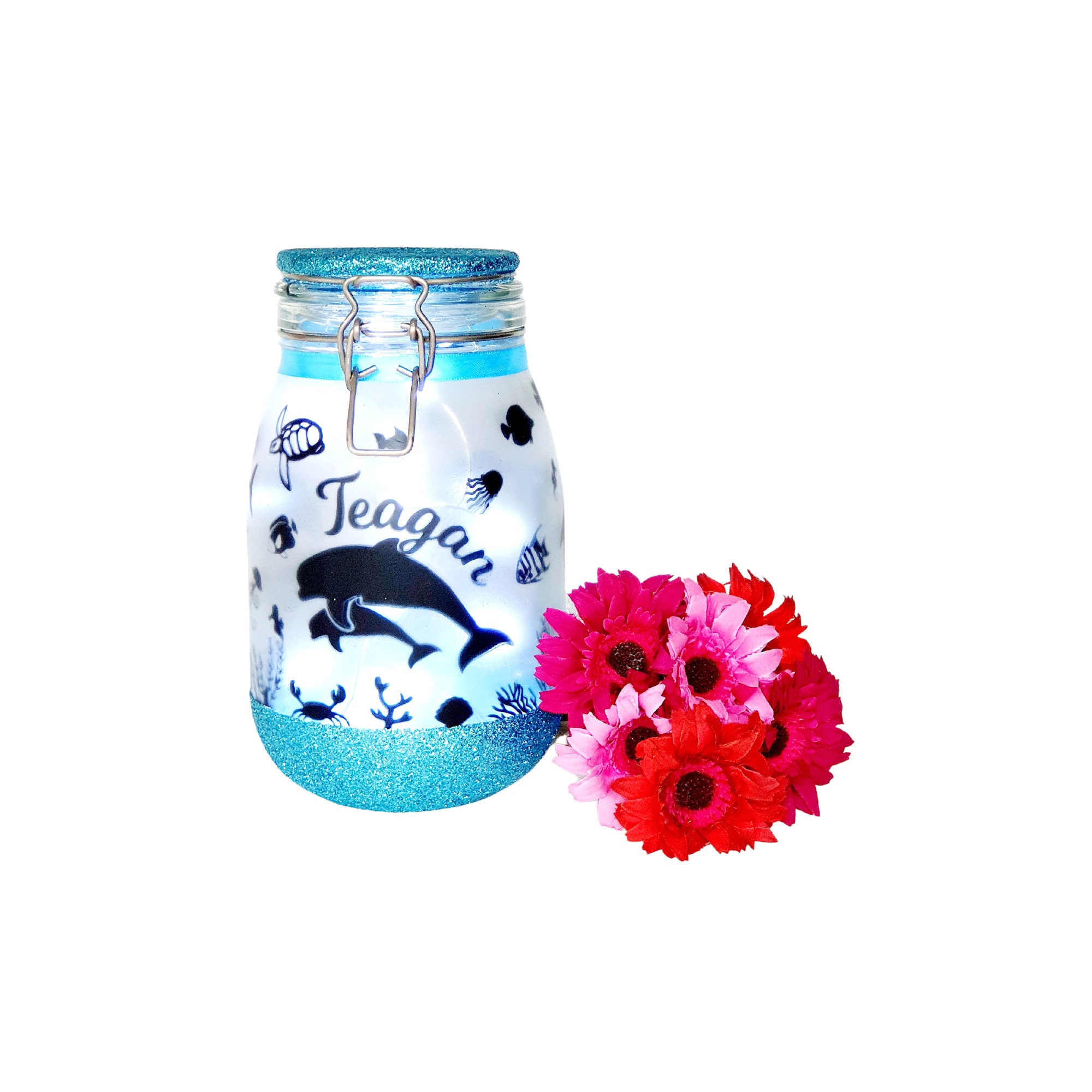 Dolphin Night Light Fairy Light up Jar Little Mermaid Light Etsy UK