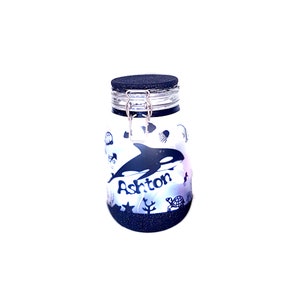 Handmade Under the Sea Themed Light Jar - Orca Whale and Dolphins, Personalized Elegance - Under The Sea Night Light
