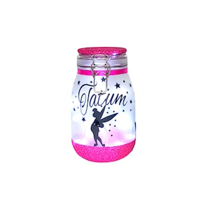 Personalised Fairy Light Jar - Enchanting Handmade Décor with Standing Fairy, Star Silhouettes