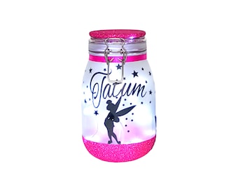 Personalised Fairy Light Jar - Enchanting Handmade Décor with Standing Fairy, Star Silhouettes