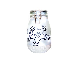 Large Dancing Stars Night Light Jar, Star Nursery Lamp, Star Light